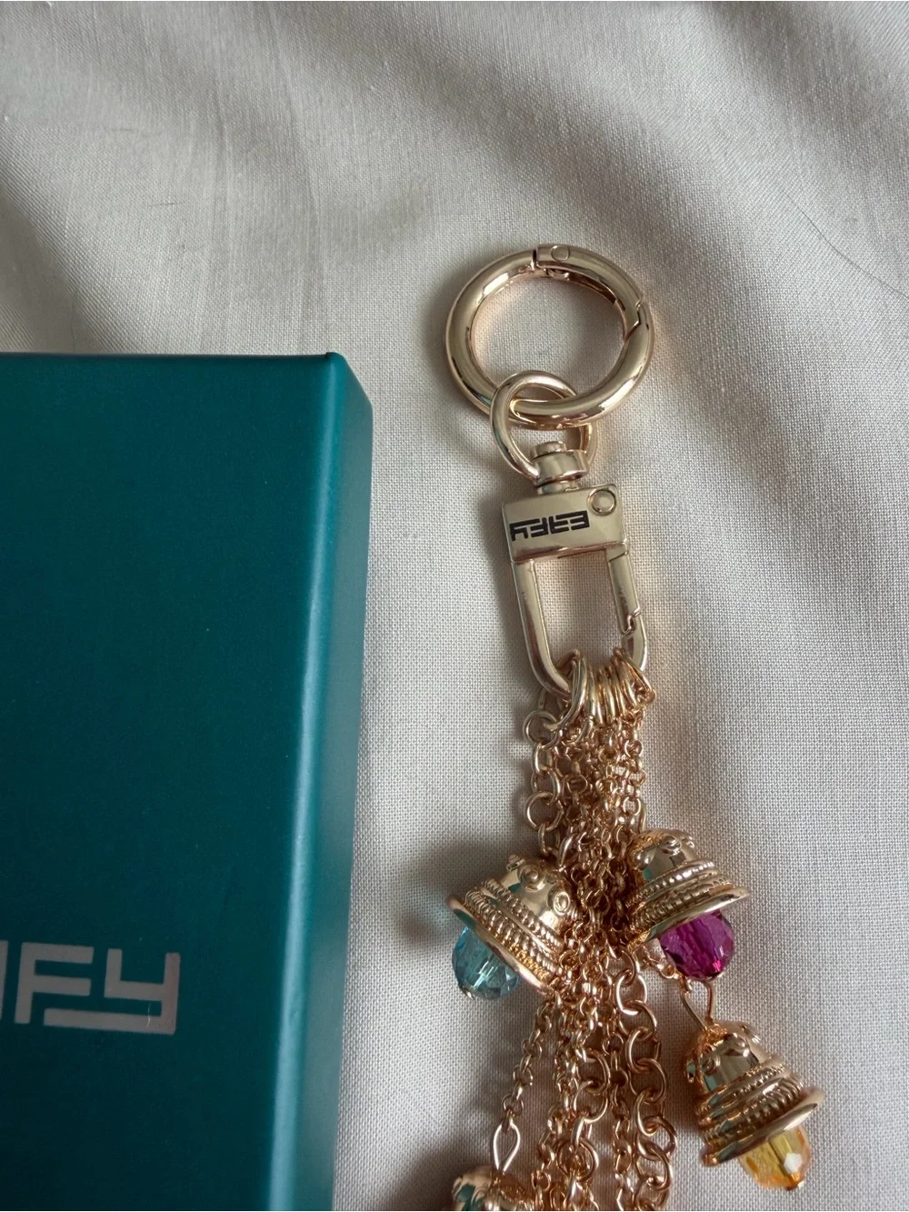 EFFY Multicolor Purse Charm Tassel Keychain - Gold Tone NWOT - Picture 2 of 3